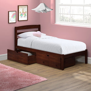 P'kolino Twin Bed with Storage Drawers - Cherry - Eco Friendly - Modern Design - PKFFBRTBSDCHY