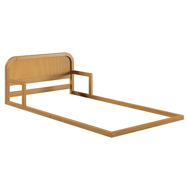 Curva Rattan Solid Wood Twin Floor bed