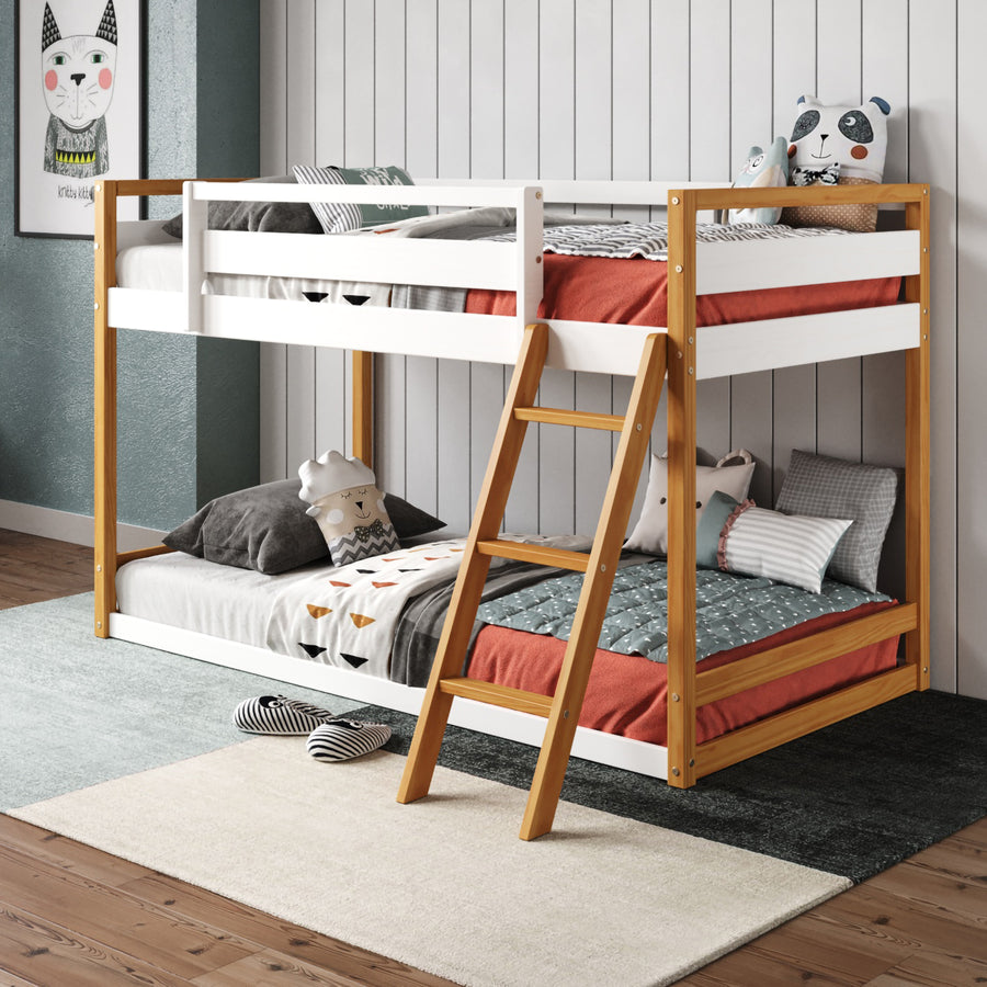 Quadra Bunk Size Bed - White and Natural