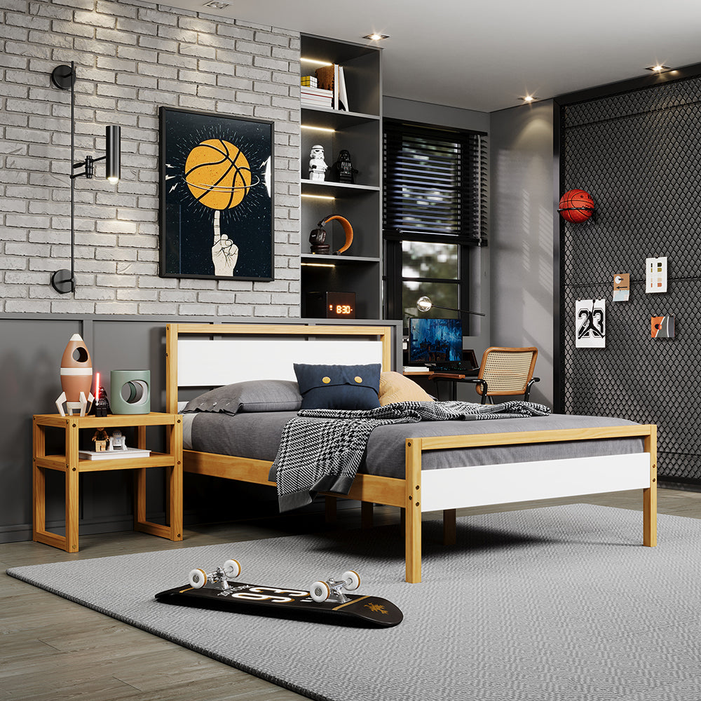 Quadra Full Bed - White and Natural