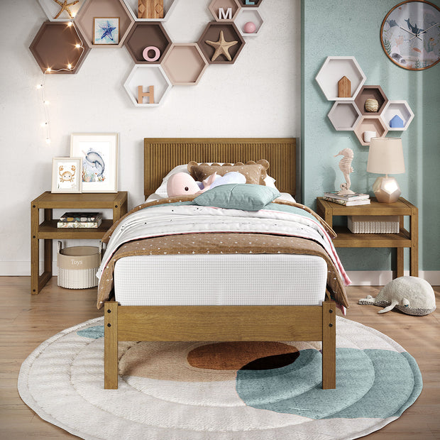 Reeded Wood Twin Bed Natural Oak – P'kolino - Main Image