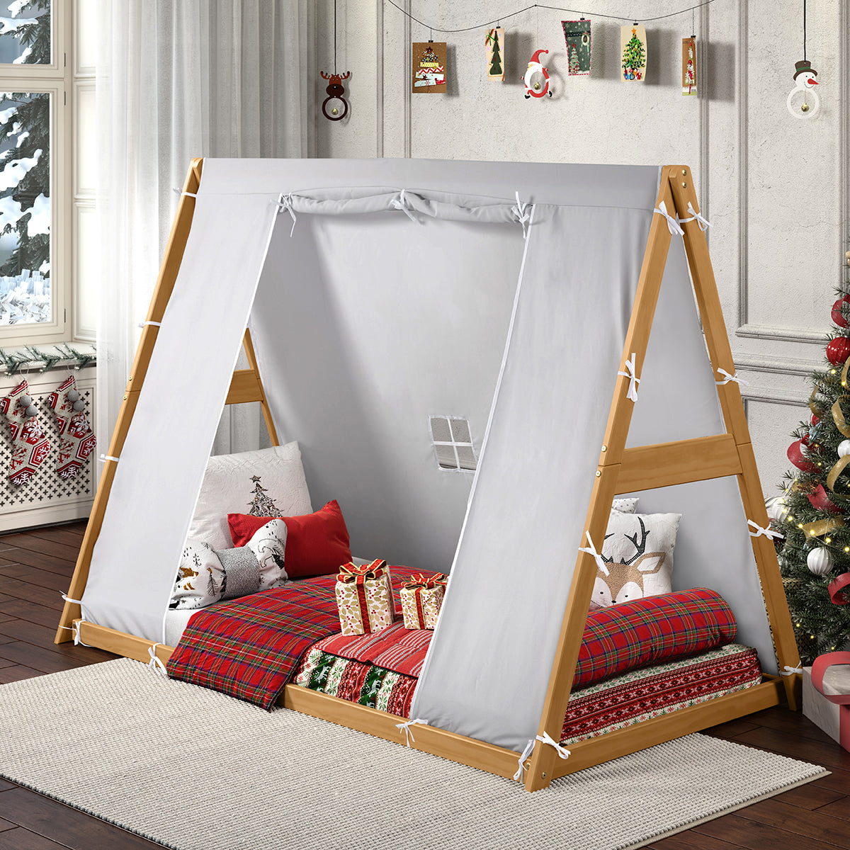 Kid's Tent Twin Floor Bed