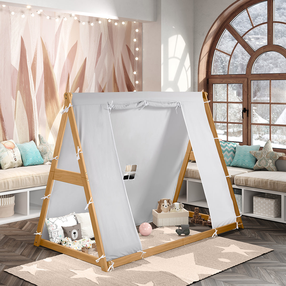 Kid's Tent Twin Floor Bed