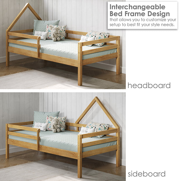 Bonnlo Twin Size Solid Wood Platform Bed Frame, Single Bed with Headbo –  SHANULKA Home Decor