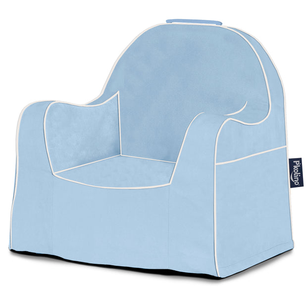 Little Reader Chair - Light Blue with White Piping