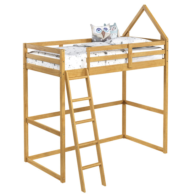 Casita Loft Bed - Twin. This playful loft bed is specially designed to be used as a traditional loft bed or add a second mattress to the bottom for a one-of-a-kind bunk bed. 