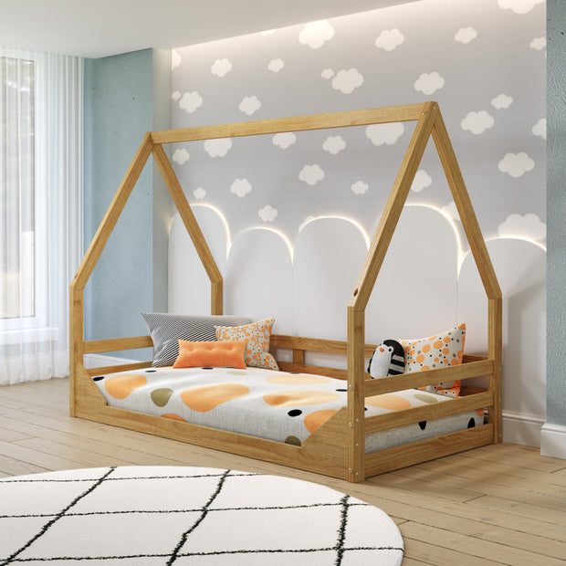  Casita Floor Bed - Twin. A Montessori inspired floor bed allows the mattress to lay directly on the floor encouraging children to go in and out of bed independently.