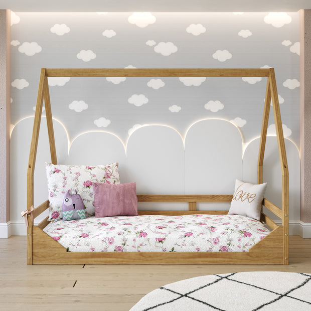  Casita Floor Bed - Twin. A Montessori inspired floor bed allows the mattress to lay directly on the floor encouraging children to go in and out of bed independently.