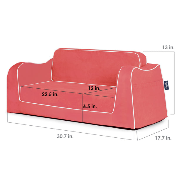 Little Reader Sofa Lounge - Coral with White Piping