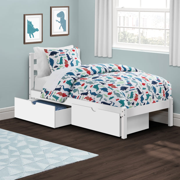 P'kolino Twin Bed with Storage Drawers - White