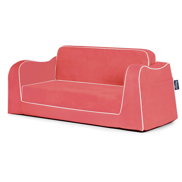 P'kolino Little Reader Sofa Lounge - Coral with White Piping