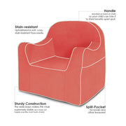 Features: Reader Children's Chair - Coral with White Piping