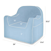 Dimensions: Reader Children's Chair - Light Blue with White Piping