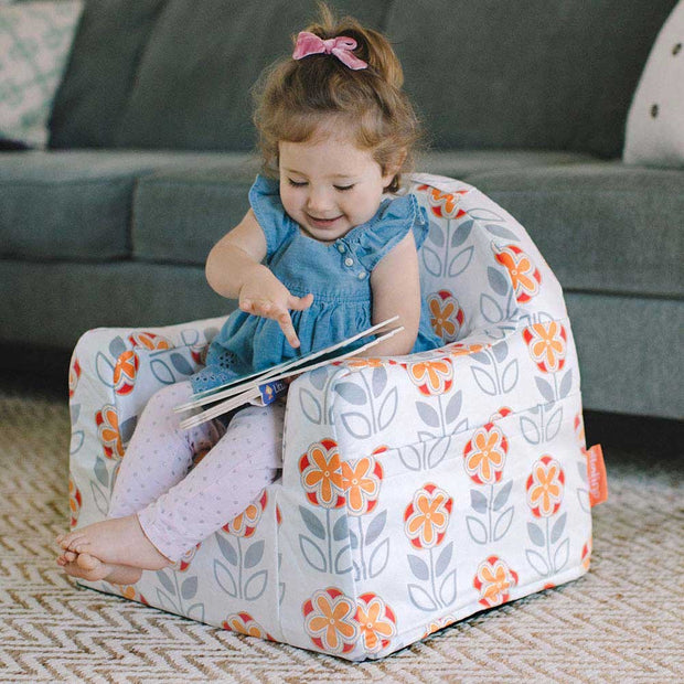 Little Reader Chair - Flowers: White and Orange