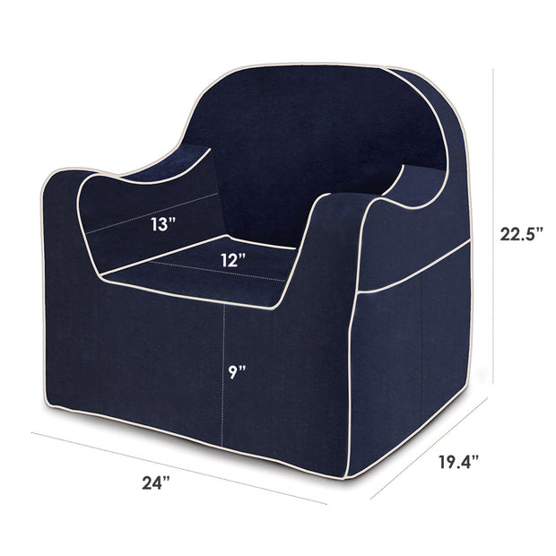 Reader Children's Chair - Navy Blue with White Piping