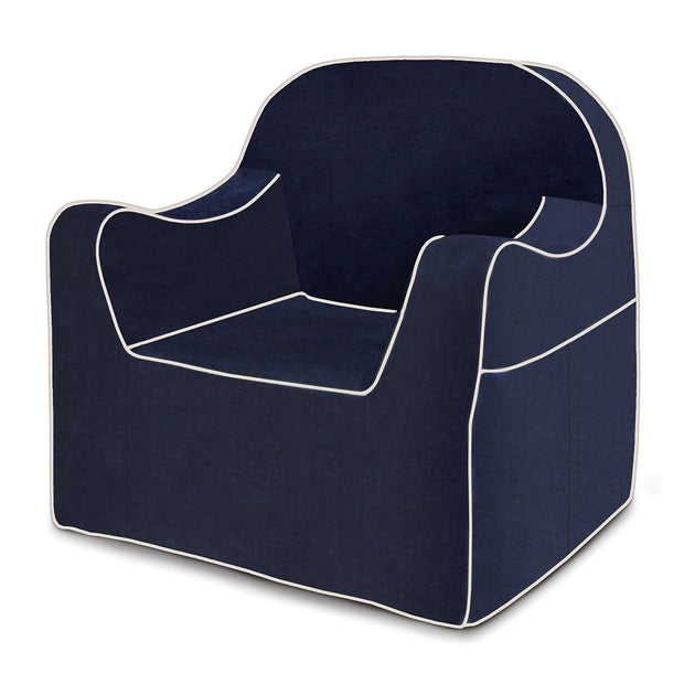 Reader Children's Chair - Navy Blue with White Piping