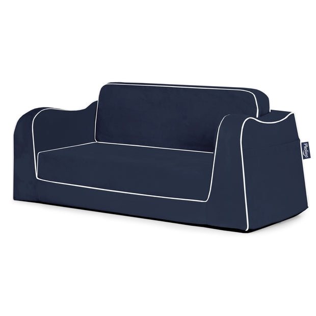 P'kolino Little Reader Sofa Lounge - Navy with White Piping