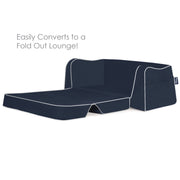 P'kolino Little Reader Sofa Lounge - Navy with White Piping