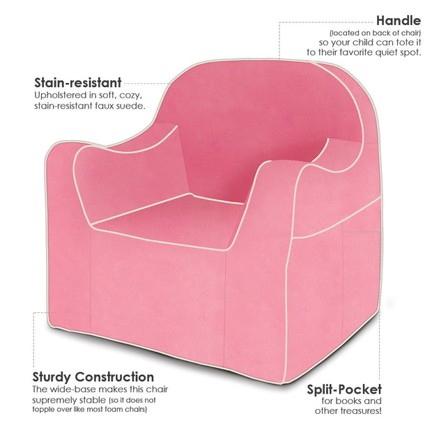 Reader Children's Chair - Pink with White Piping