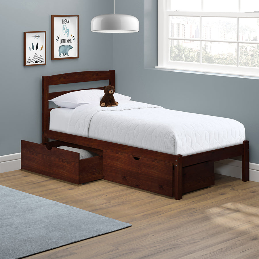 Twin Bed with Storage Drawers - Cherry